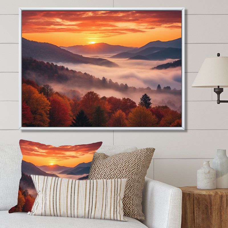 Tennessee Great Smoky Mountains Sunset II - Tennessee, art mural sur toile, Blanc, H 12 po x l 20 po