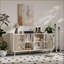 Buffet avec rangement | Buffet rustique en bois massif avec porte coulissante Mid-Century | Rustique | Tablettes incluses