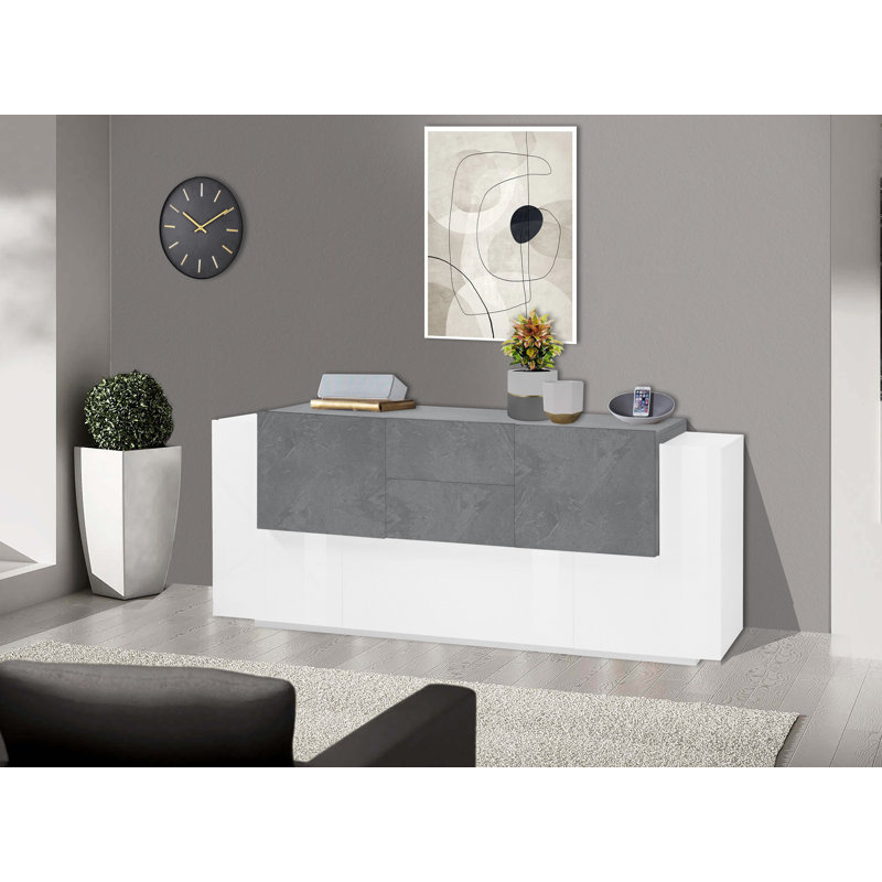 Nostrand 220 Cm Wide 2 Drawer Sideboard, White/Report Grey