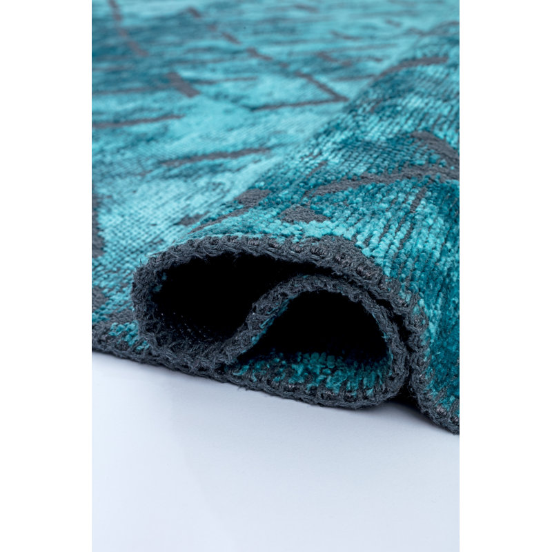 Rapture Teal Abstract Luxury Area Rug, Rectangle 7'10" x 11'2", Blue Teal