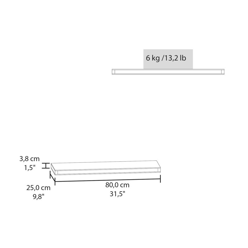 Living Area Upgrade Cognac Shelf - 31.5" Wide, Modern Piece Floating Contemporary Home Display, Cognac
