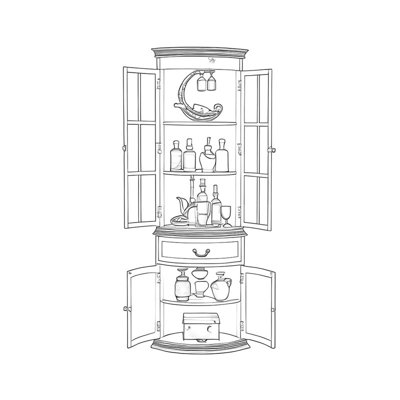 Vitrine de style américain, Marron foncé