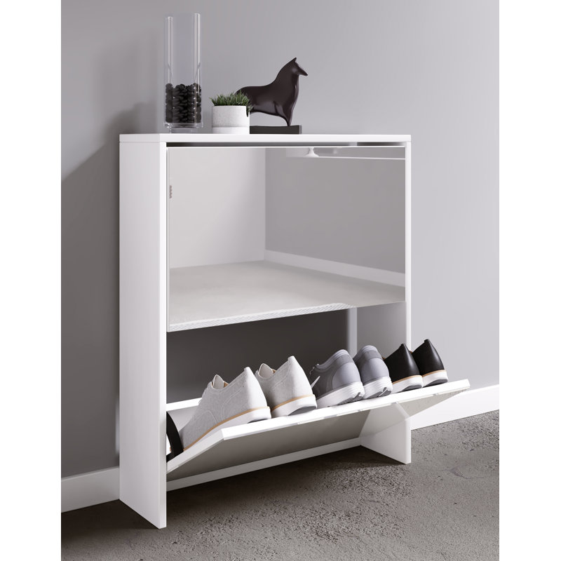 6 Pair Shoe Storage Cabinet, White