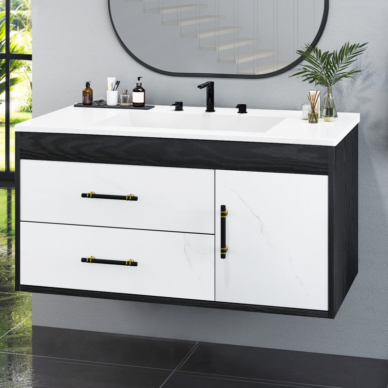 Meuble-lavabo flottant 36 po avec lavabo Balconera, Black