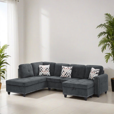 Canapé modulaire de 94,51 po faisant face à la gauche avec méridienne en forme de L, canapé modulaire moderne avec siège profond, fauteuils rembourrés pour la chambre à coucher du salon