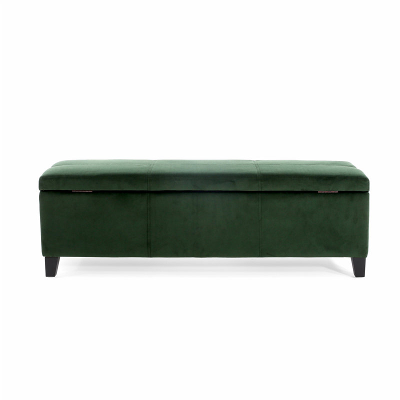 Modern Fabric Upholstered Storage Bench, Green