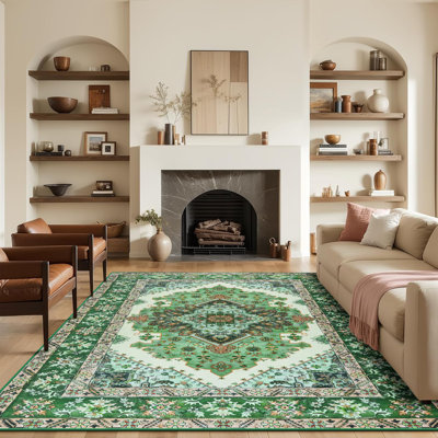 Groner Area Rugs Machine Washable Boho Rug For Living Room Bedroom