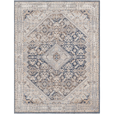 Hult Austro - Tapis médaillon brun vieilli avec motifs traditionnels