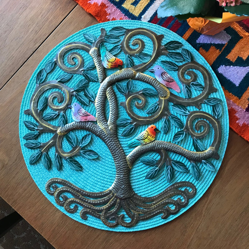 Décoration murale arbre songbird peint