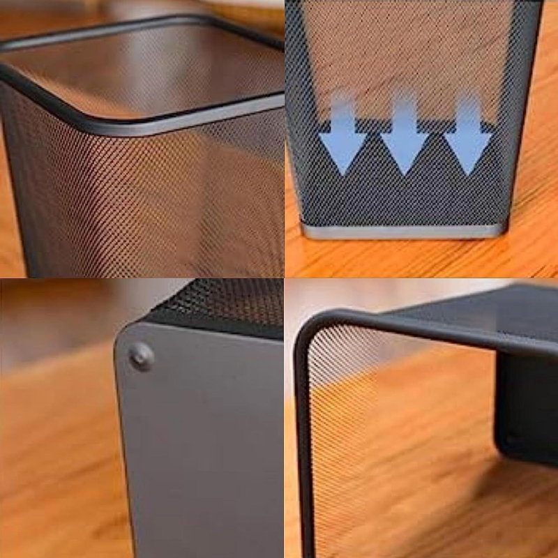 Maxel 10L Square Open Waste Bin Metal Mesh Bins Nonslip Pack of 2 Waste Paper Bin For Home Office