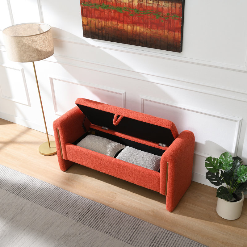 Banc de bout avec accoudoirs et rangement Modern Teddy Bed, Orange