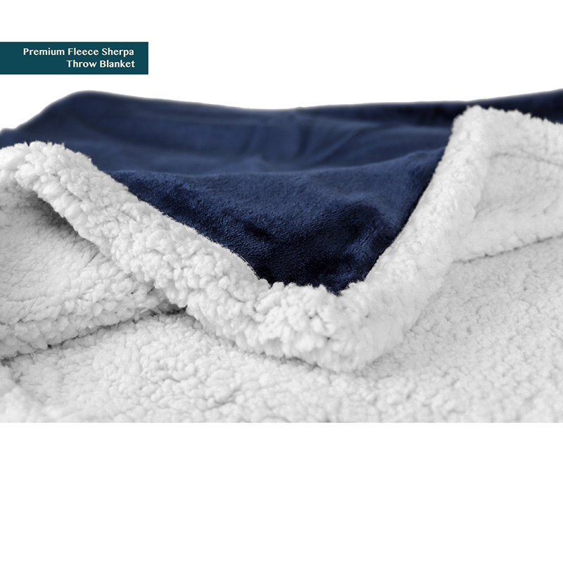 Navy Blue Sherpa Fleece Reversible Throw Blanket