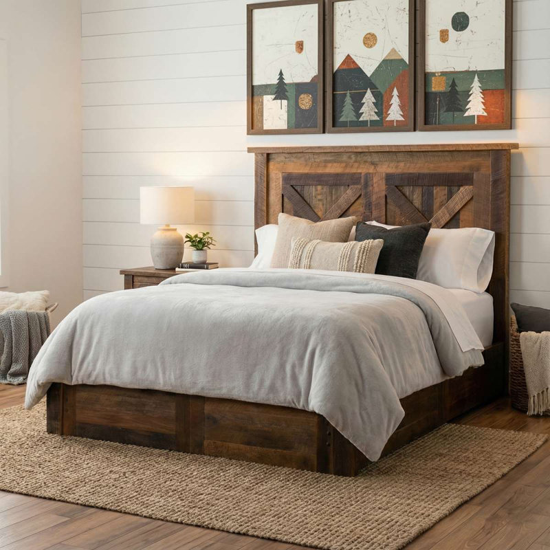 Lit plateforme double Fireside Lodge Barnwood Barndoor, Lit double