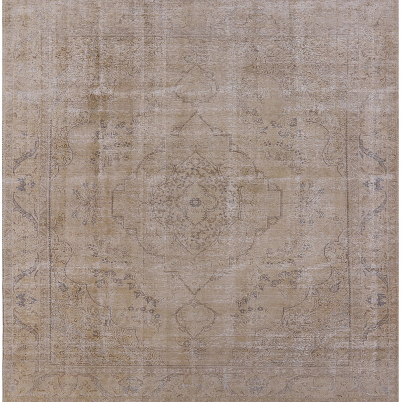 Tapis brun à motif abstrait Sebrina, Carré 4 pi