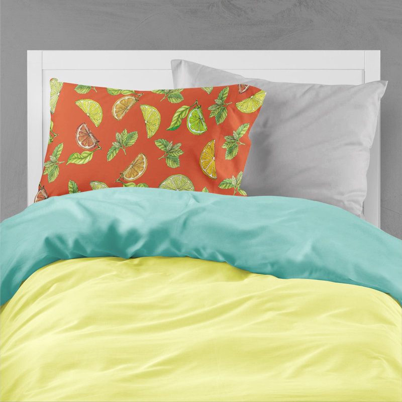 Taie d'oreiller à motif citrons et citron, Orange