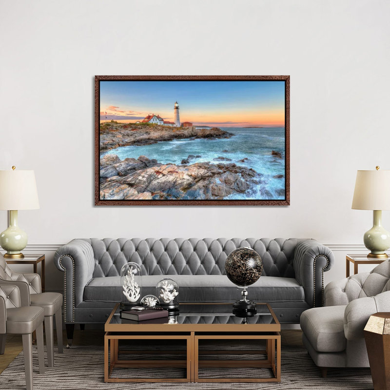 Portland Sunrise by David Gardiner - Print on Canvas, 152.5 cm H x 101.5 cm W, Classic Brown Wood Framed Canvas