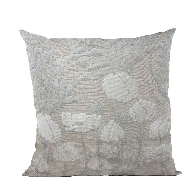 Coussin Plutus Enchanted Rose, Blanc, gris / floral, H 20 po x l 26 po, Forme rectangulaire