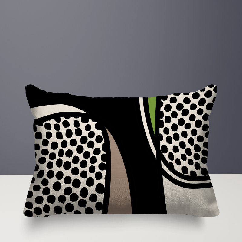 Coussin lombaire réversible intérieur / extérieur Jai Abstract, H 14 po x l 20 po, Chartreuse