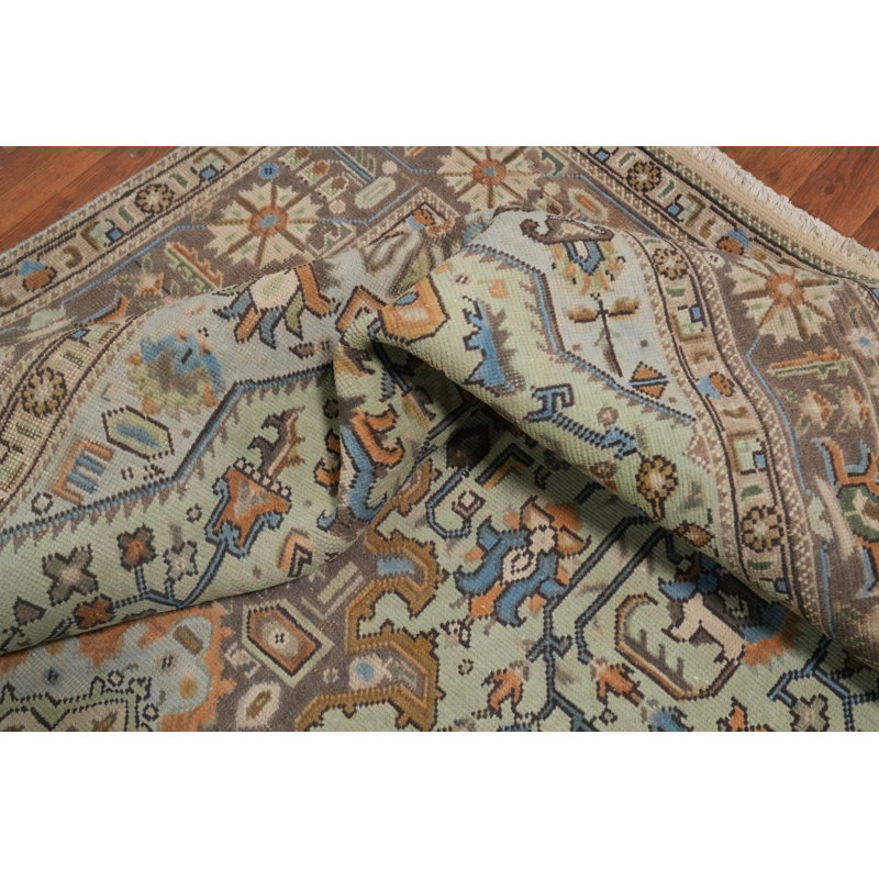 Tapis traditionnel en laine vert menthe 7 x 10