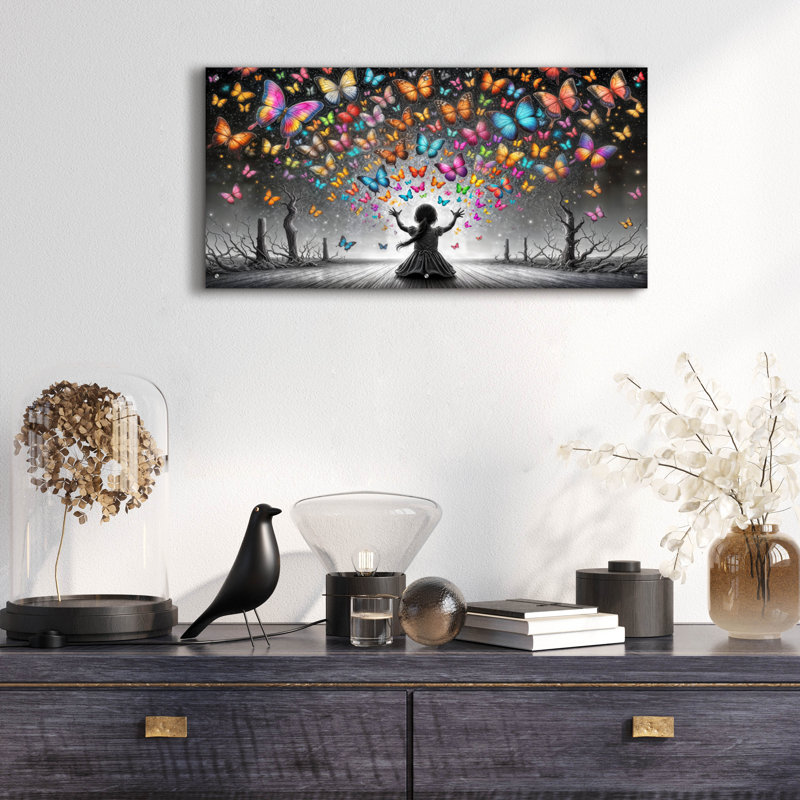 «Vol des papillons» par Rey Klimt, art mural acrylique, H 24 po x l 48 po