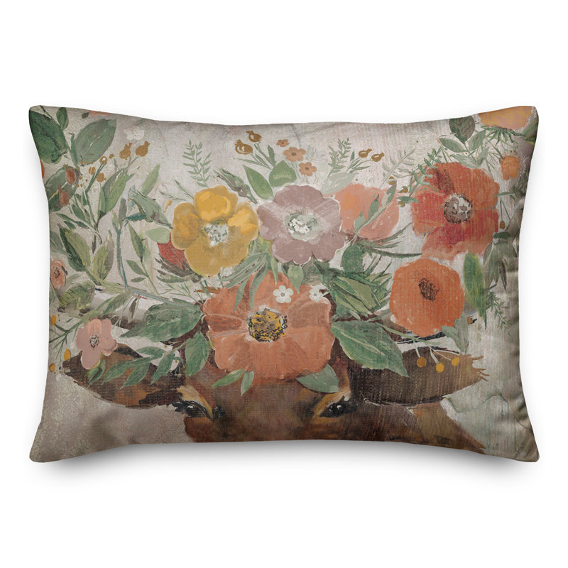 Floral Outdoor Reversible Throw Pillow