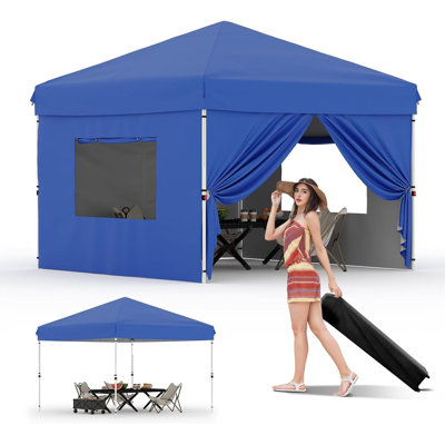 10x10 Pop Up Canopy Tent Instant Shelter, Heavy Duty Commercial Grade Frame, UPF 50+ Waterproof Top, One-Person Setup, 100 Sq ft Shade with Carry Bag for Outdoor Camping Events - Blue