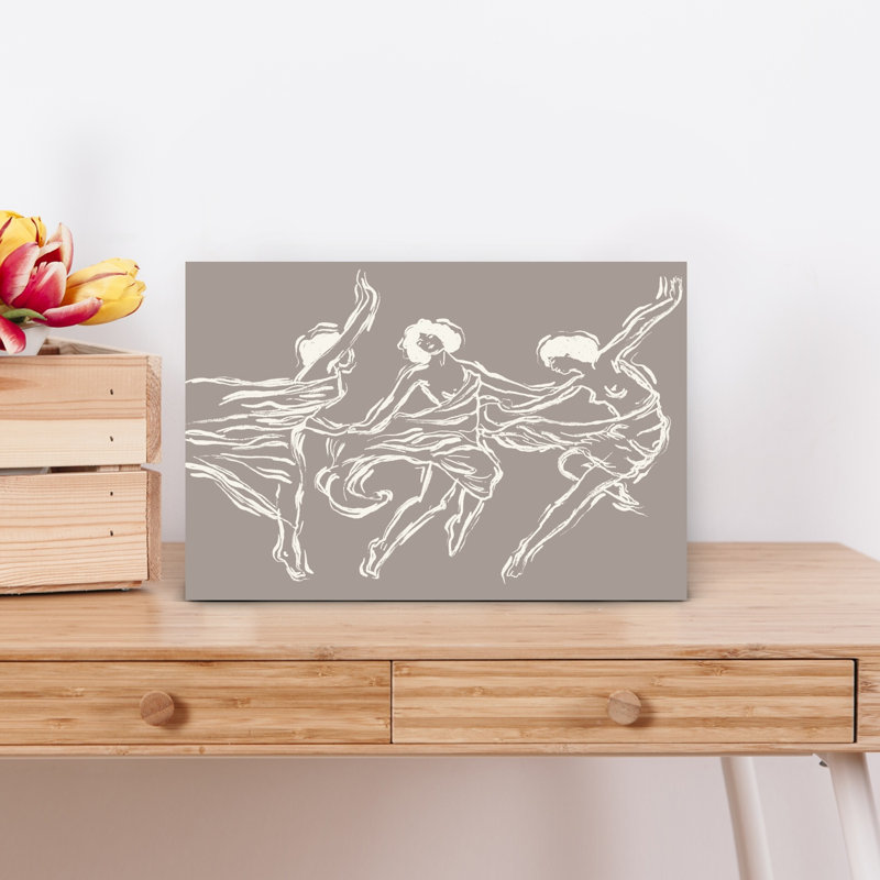 «Flowing Dancers Elegant Ethereal Minimalist», reproduction d'art murale, 12" H x 18" W