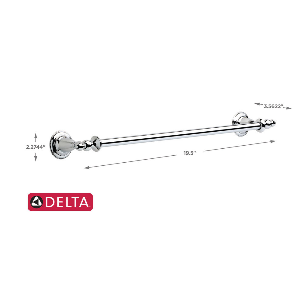 Victorian Wall-Mounted Towel Bar, Chrome, 24" L