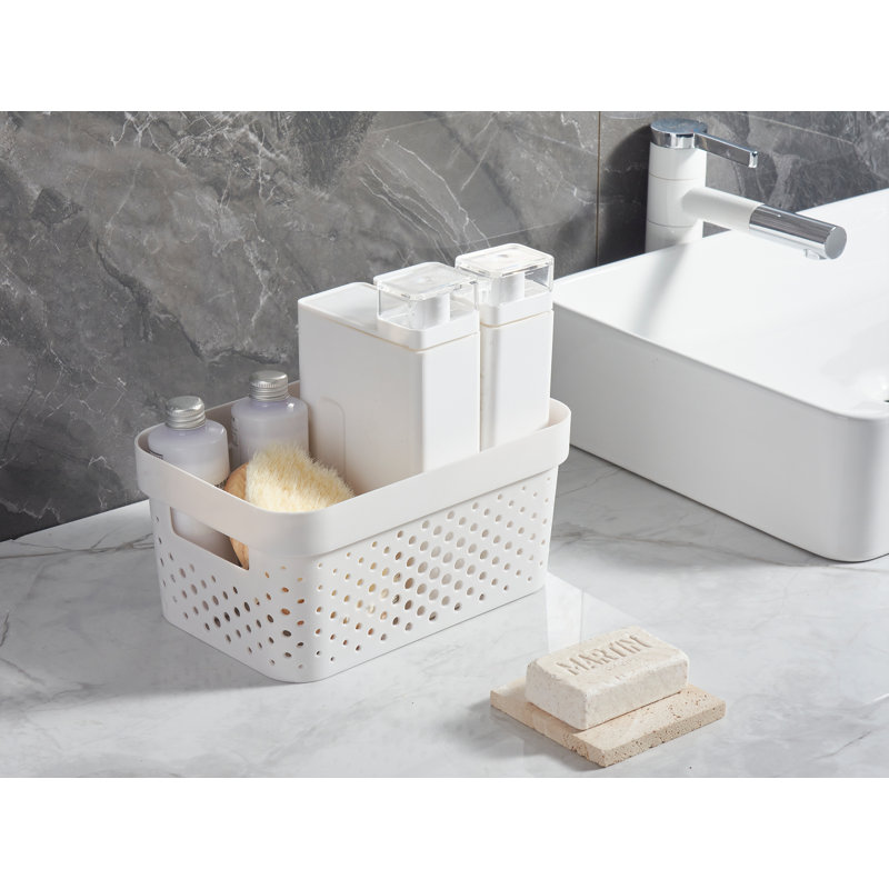 Rebrilliant Plastic Storage Tub & Tote, White, 4.9" H x 10.4" W x 7.1" D