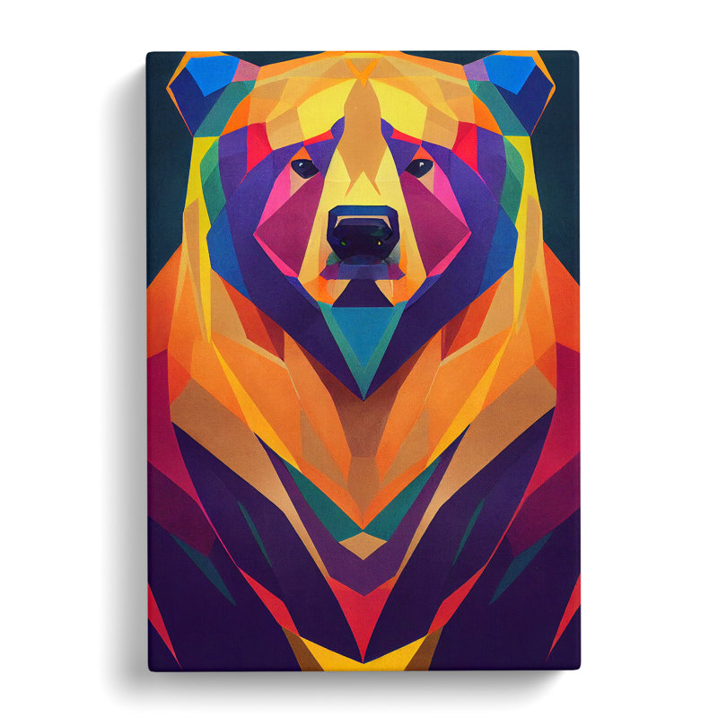 Geometric Bear No.7 Abstract - Wrapped Canvas, 76cm H x 50cm W x 3cm D