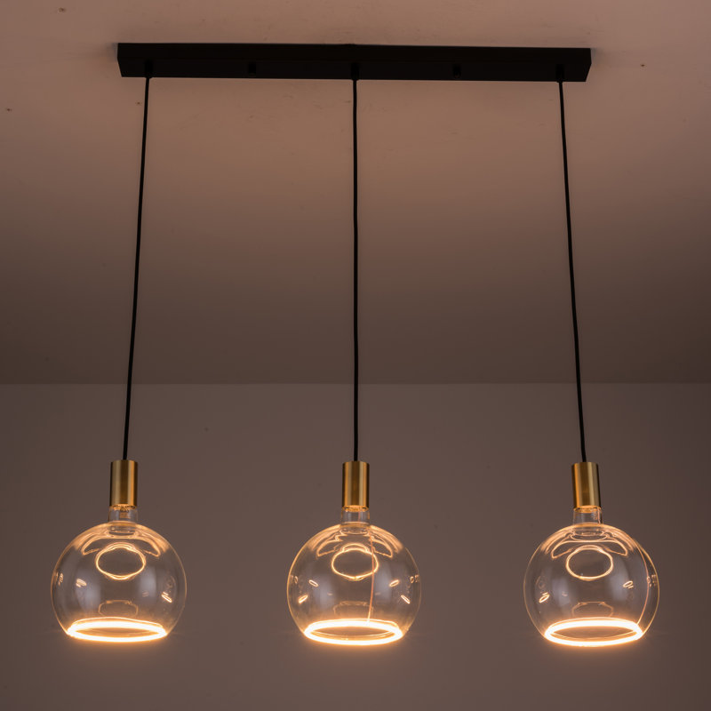 Akers 3 - Light Kitchen Island Pendant, Black/Gold