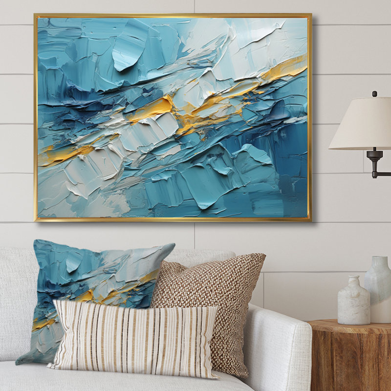 «Georgee Glacier Frozen Majesty Collage II», reproduction, H 24 po x l 32 po, Cadre flottant doré