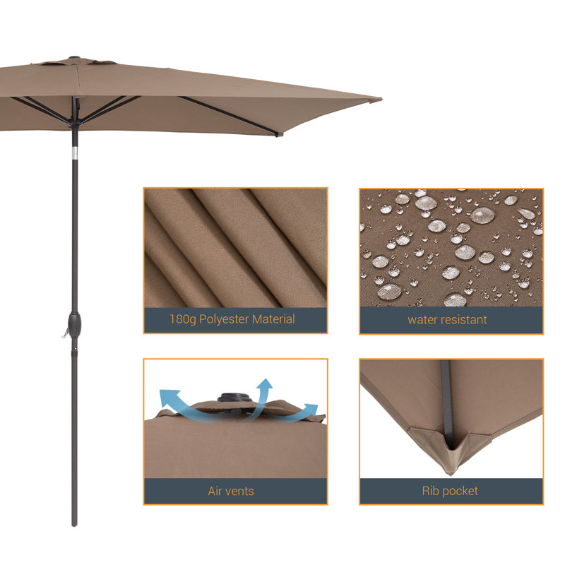 Parasol de marché rectangulaire 120 po x 78 po Dopico, Lac bleu