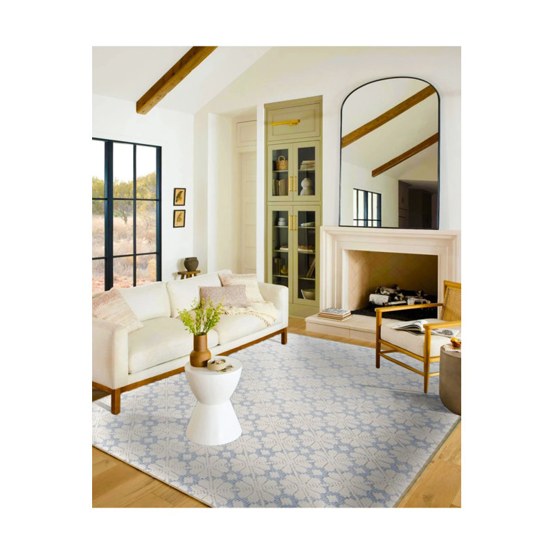 Tapis décoratif à motif géométrique Clover Flower, Rectangle 5 pi x 9 pi 11 po