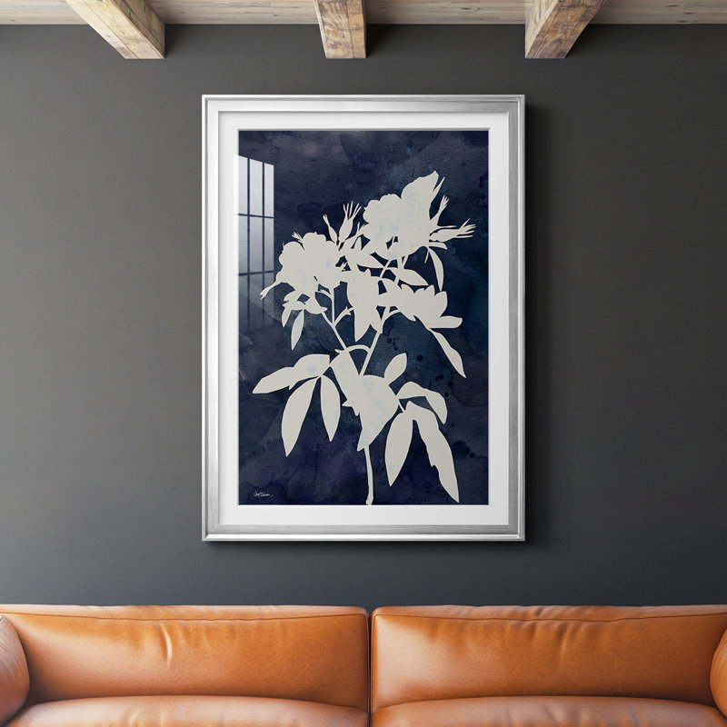 " Indigo Botanical I Revisited ", Silver, 30.5" H x 22.5" W x 1" D