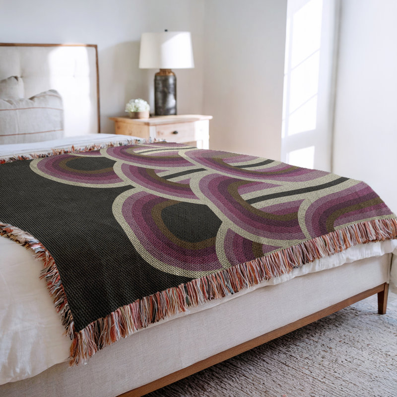 Jeté en mélange de coton Farni, Mauve, L 80 po x l 60 po