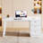 55" Computer Desk, Modern Home Office Desk with 3 Drawers, White