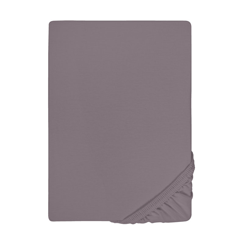 100% Cotton Jersey Knit Fitted Sheet, 140-160 x 200-220 cm, Grey/Brown/Blue