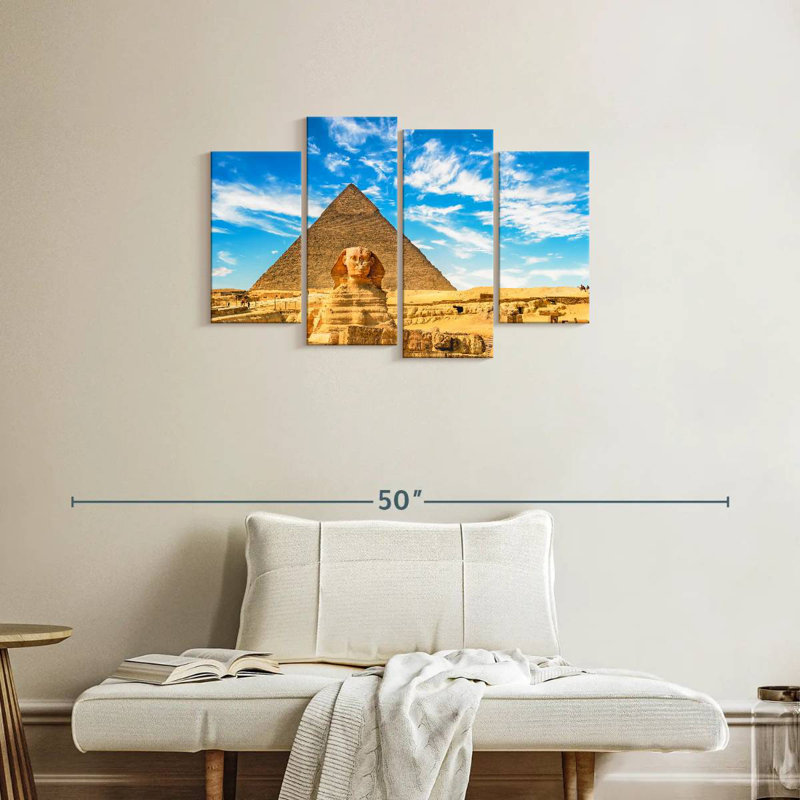 Sphinx antique et pyramide, H 22 po x l 36 po