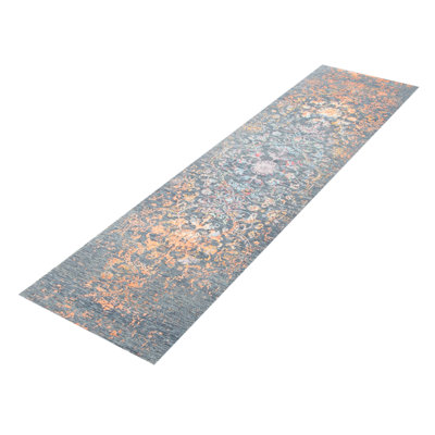 Tapis bleu sarcelle héritage noué à la main One Of Kind 2 pi 6 po x 10 pi 2 po