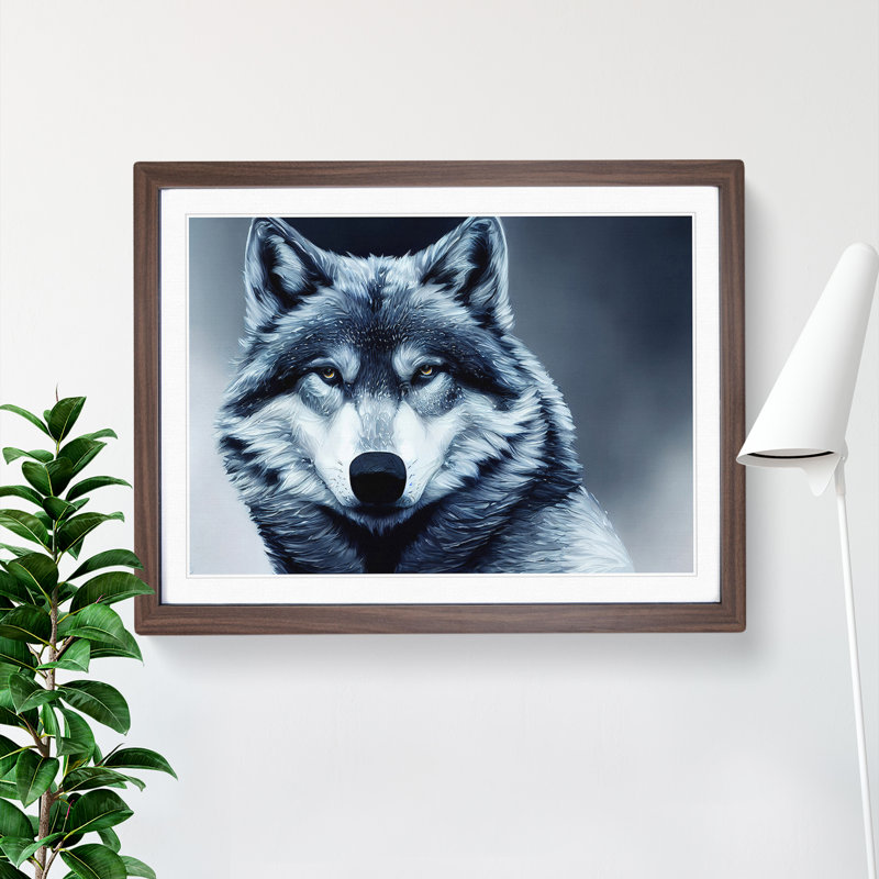 XH1022-10274X Wolf Portrait Vol.4 - Single Picture Frame Print, 34cm H x 46cm W, Walnut