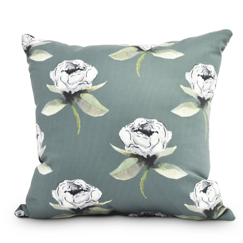 Housse et insert de coussin extérieur carré Fickle Florals Bunch, 16 po x 16 po, Vert