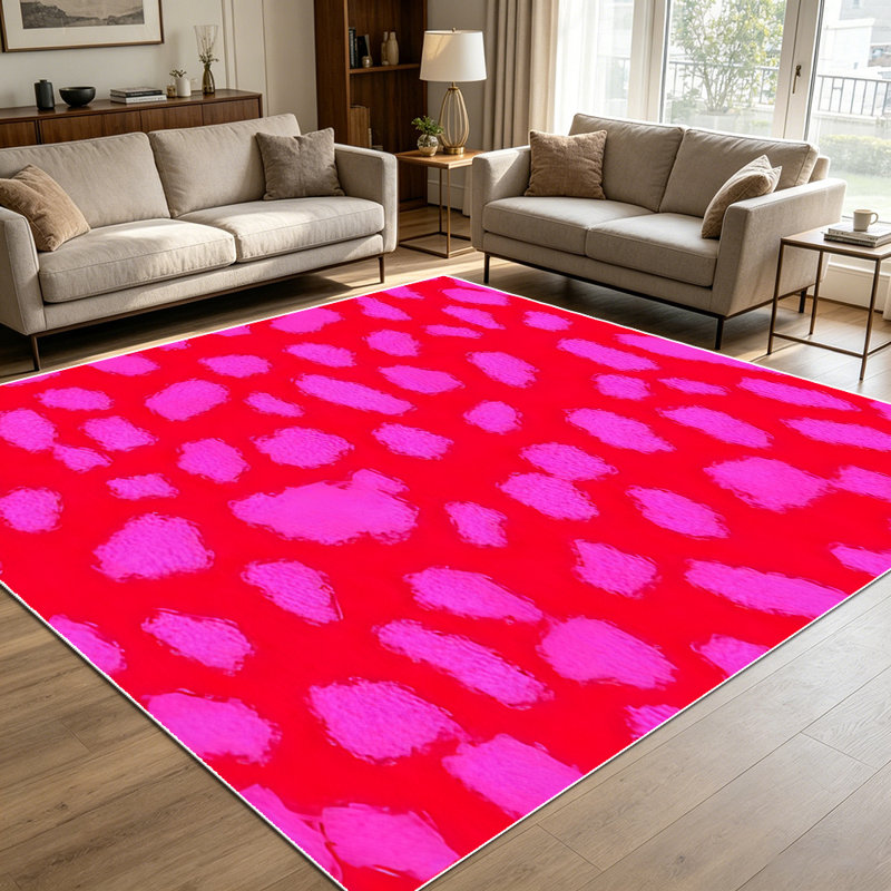 1PC Bright Pink Irregular Spot Pattern area rugs for Living Room, Soft and Comfortable, Suitable for all seasons, easy-to-maintain, machine washable Indoor floor mat, Under Table Farmhouse suitable for bedroom, dining room, entryway, home office,