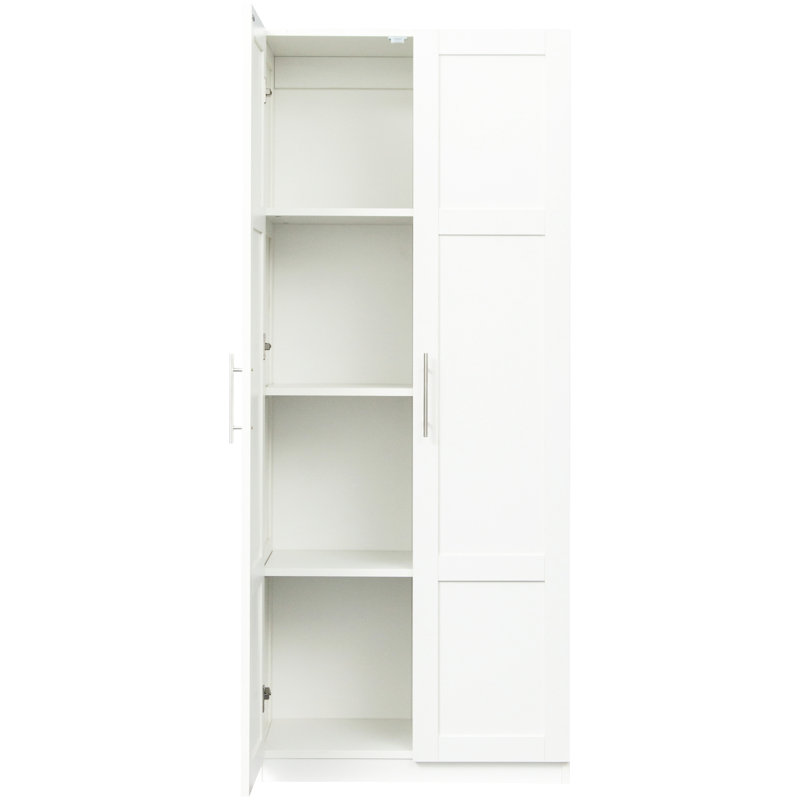 Armoire de cuisine et armoire 2 portes, 3 portes blanches, 4 espaces de rangement, construction avec 2 portes et 3 cloisons, emplacements spacieux, constitué de matériaux solides, facile à nettoyer rapidement