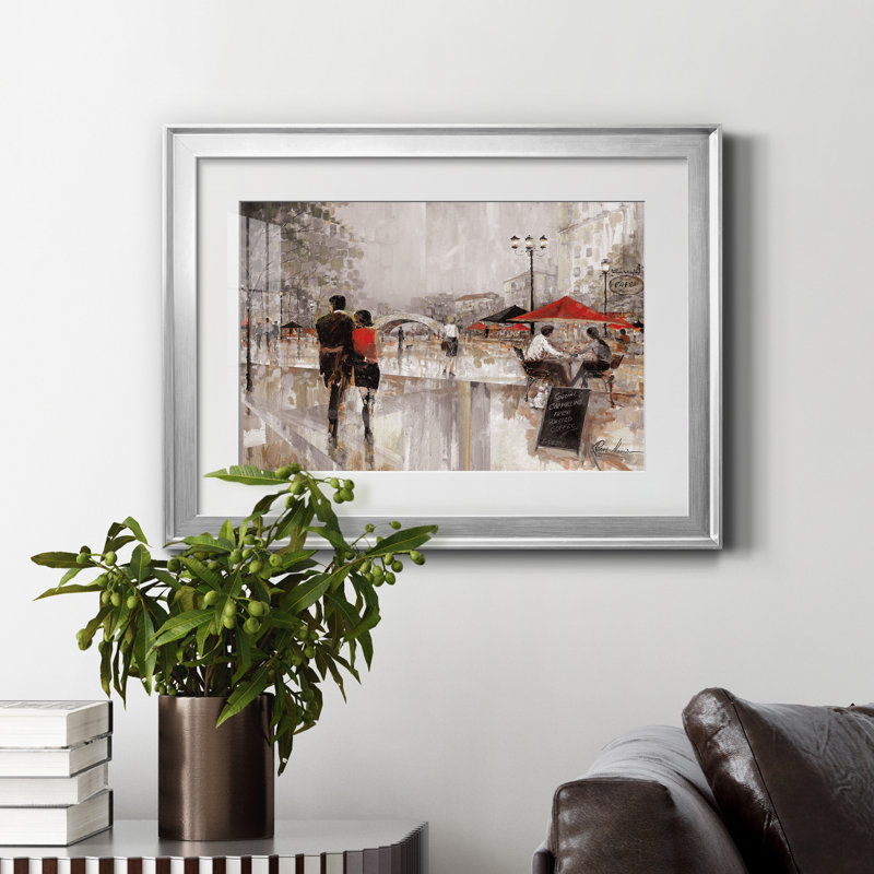 New York Romance - Reproduction d'art sur toile encadrée, H 18,5 po x l 24,5 po x P 1,5 po, Argent