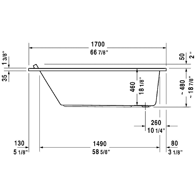 Starck 67" x 35" Drop In Soaking Bathtub
