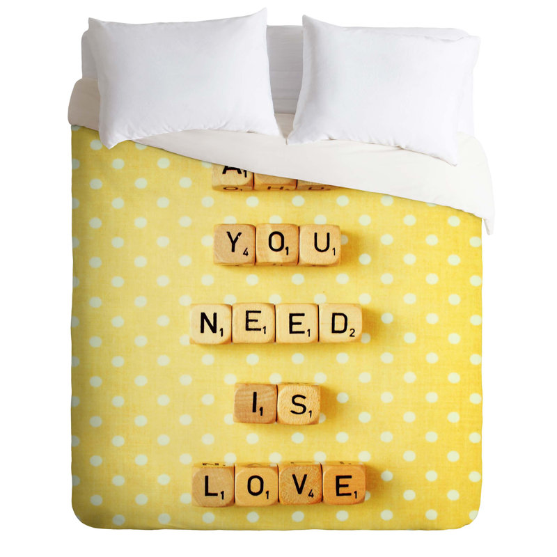 Ensemble de housse de couette All You Need Is Love, Housse de couette pour très grand lit et 2 très 