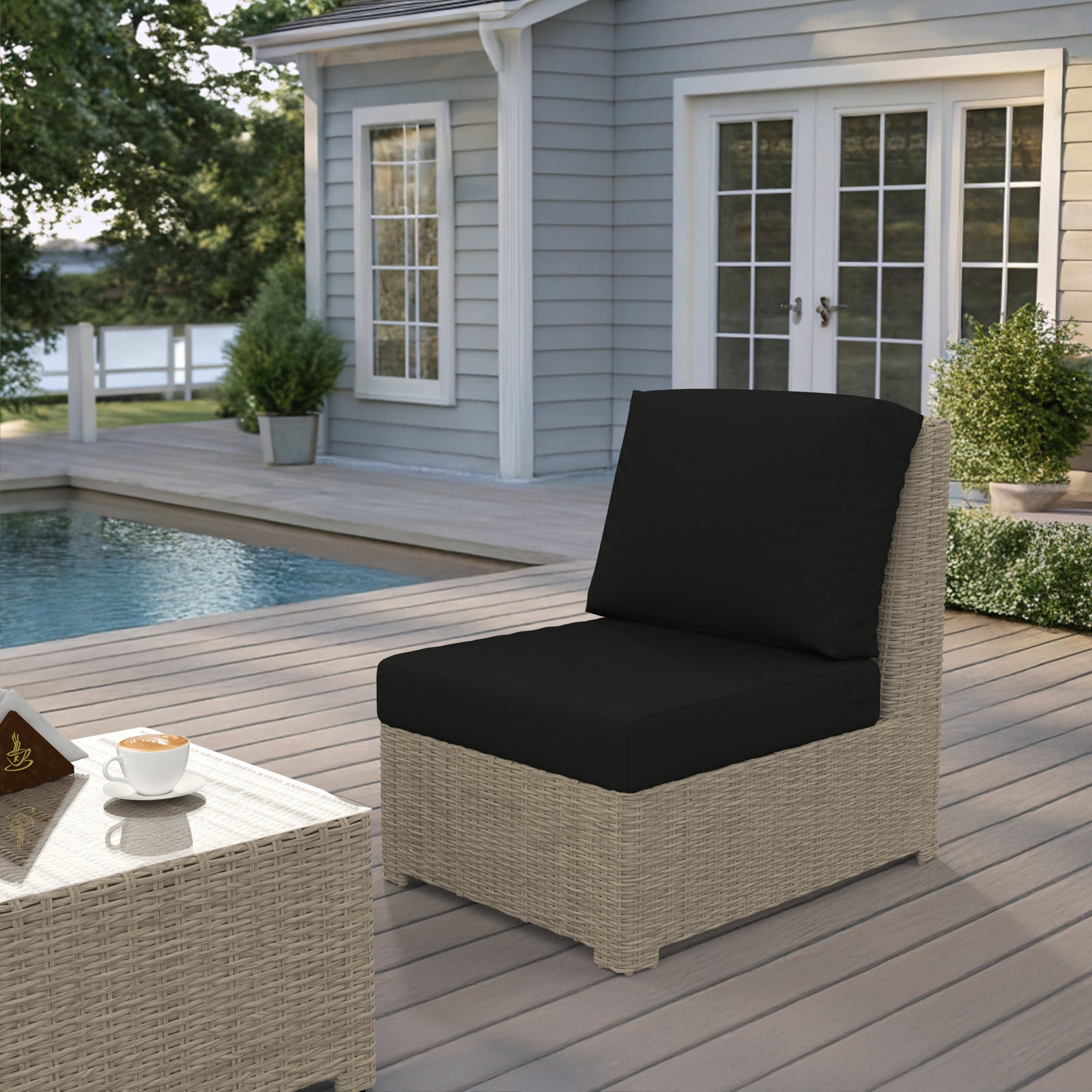 Henri Sunbrella® Patio Lounge Chair, Canvas Black