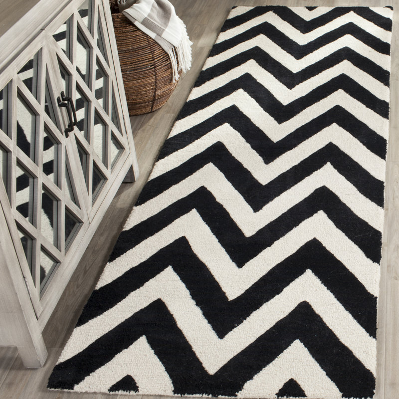 Tapis à chevrons en laine touffeté à la main Sanyla Cambridge, Tapis de couloir 2 pi 6 po x 8 pi