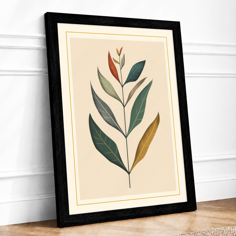 Single Stem In Gold Botanical - Print, Black, A4 - 29.7 x 21.0 cm